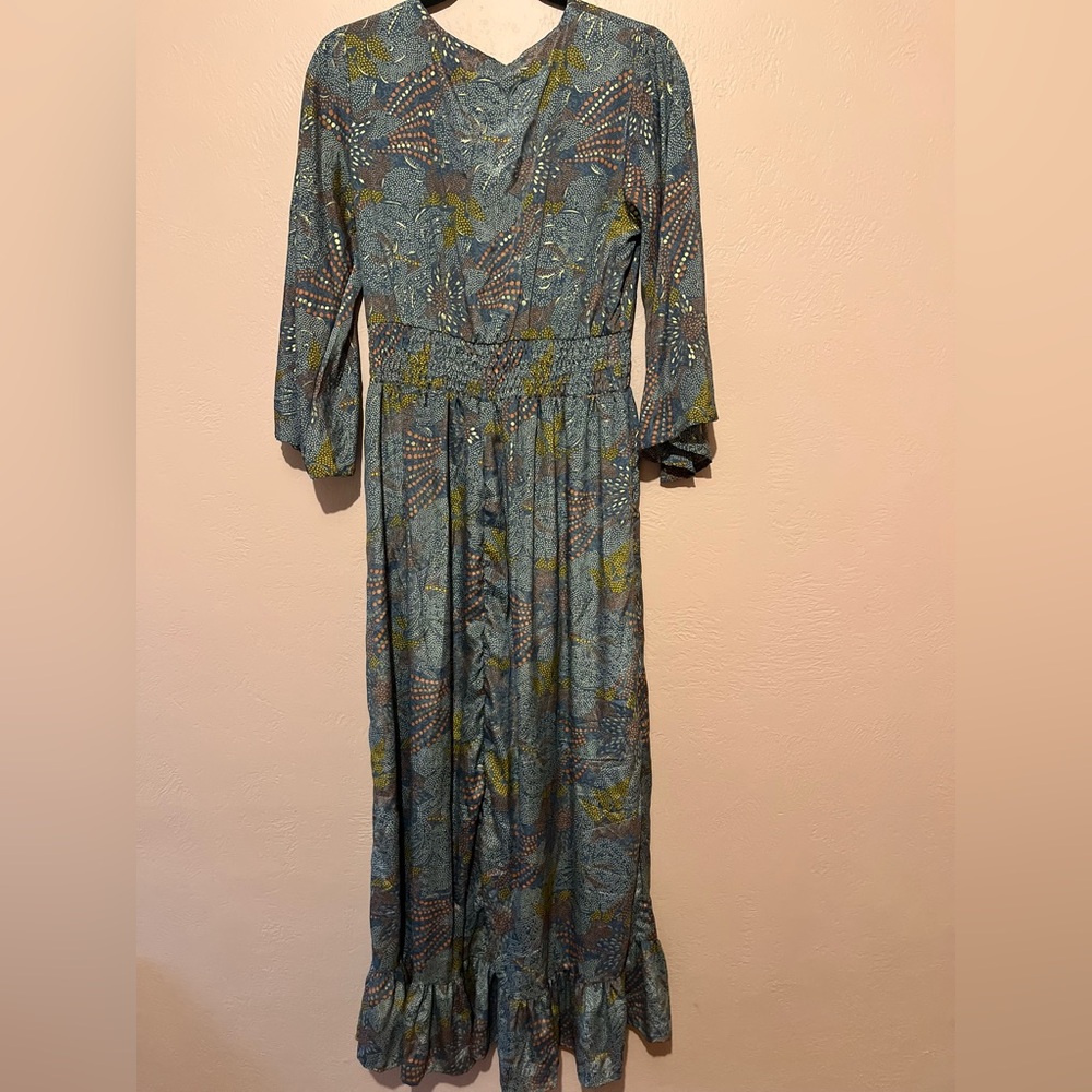 Paani long maxi floral metallic dress